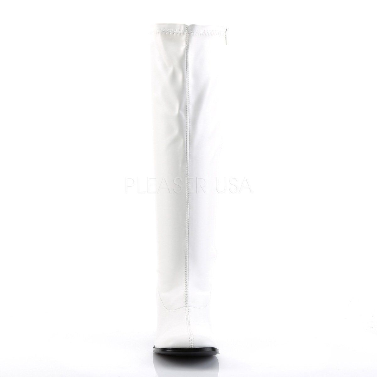 GOGO-300WC Wide Calf White Stretch Pu Funtasma