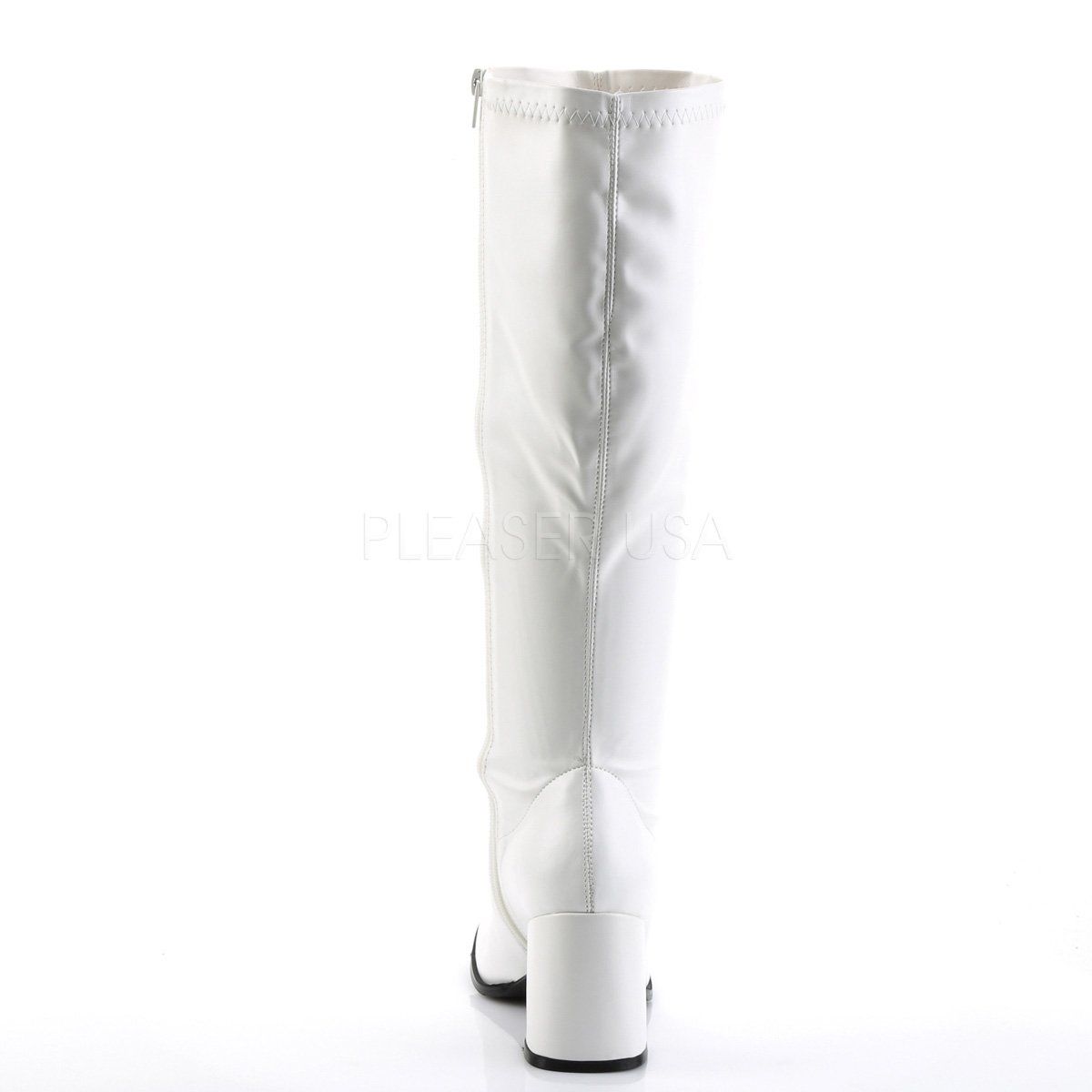 GOGO-300WC Wide Calf White Stretch Pu Funtasma