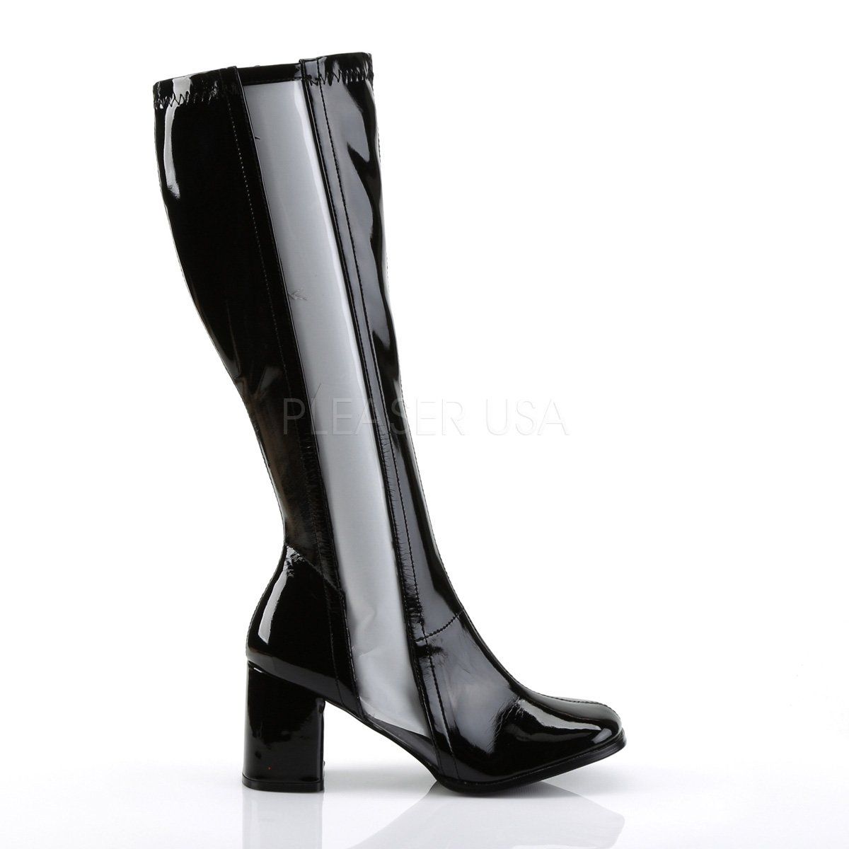GOGO-303 Black Stretch Patent-Clear Tpu Funtasma