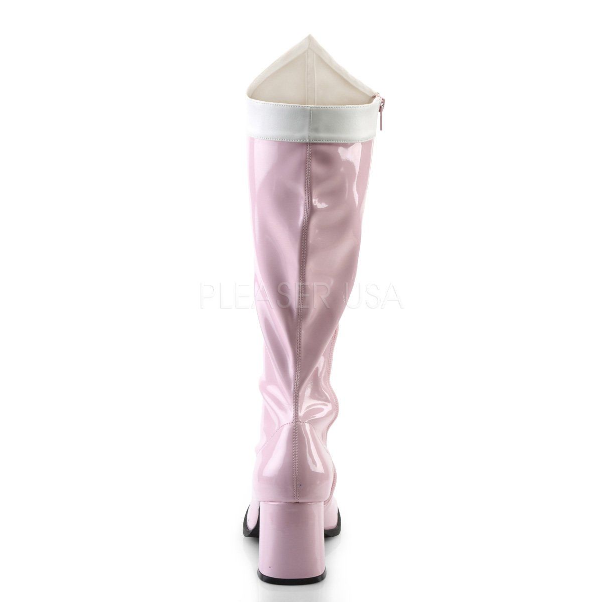 GOGO-306 Baby Pink-White Stretch Patent Funtasma