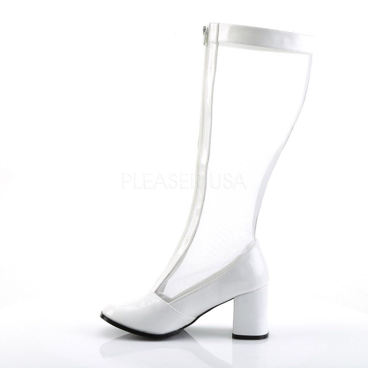 GOGO-307 White Stretch Patent-Mesh Funtasma
