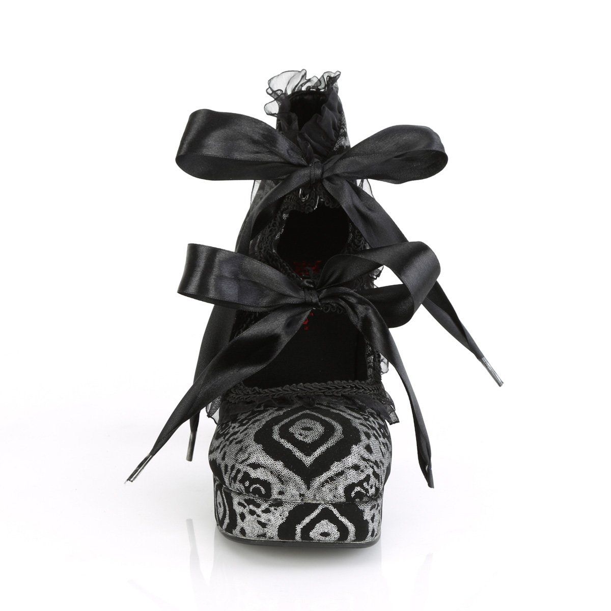 GOTHIKA-53 Black-Silver Faux Nubuck Leather Pump Demonia