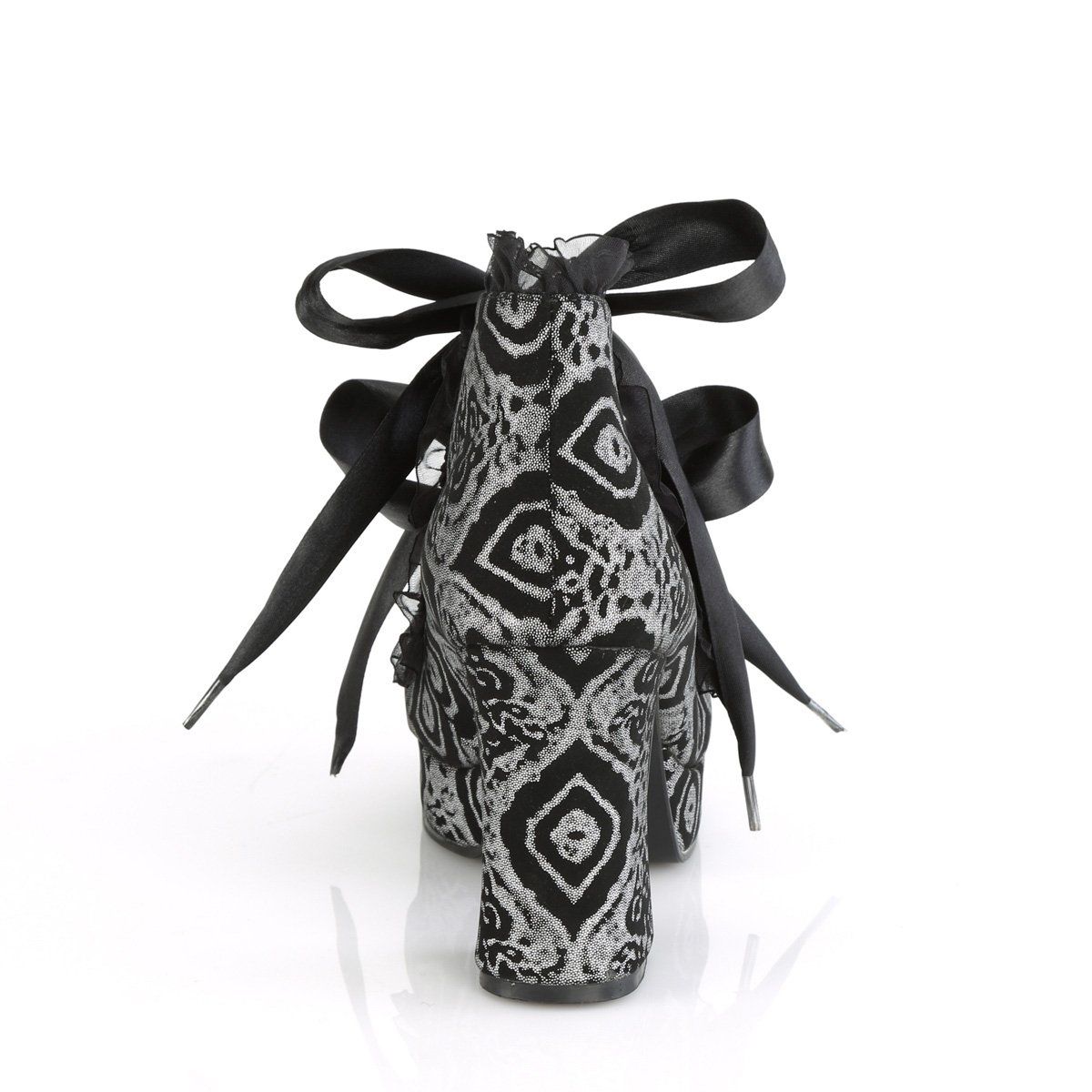 GOTHIKA-53 Black-Silver Faux Nubuck Leather Pump Demonia