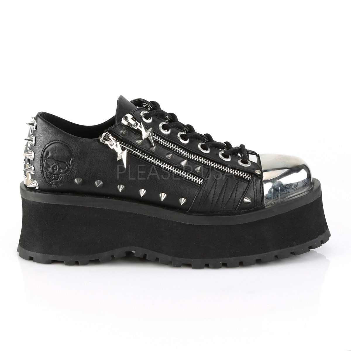 GRAVEDIGGER-04 Black Vegan Leather Shoe Demonia