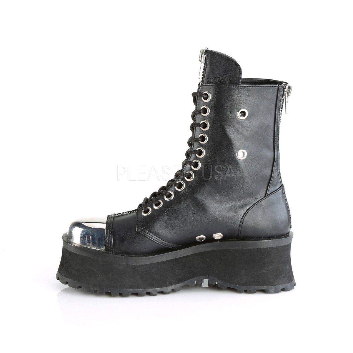GRAVEDIGGER-10 Black Vegan Leather Ankle Boot Demonia