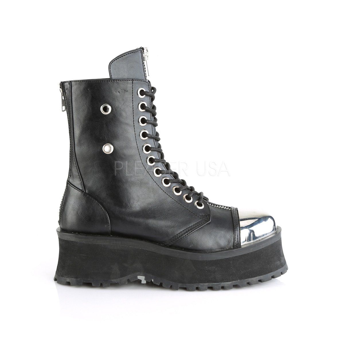 GRAVEDIGGER-10 Black Vegan Leather Ankle Boot Demonia