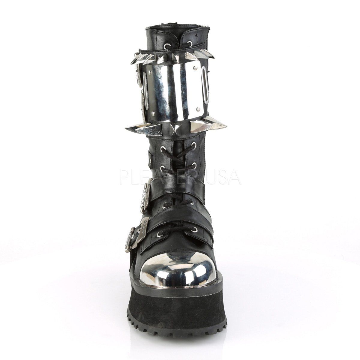 GRAVEDIGGER-250 Black Vegan Leather Mid-Calf Boot Demonia