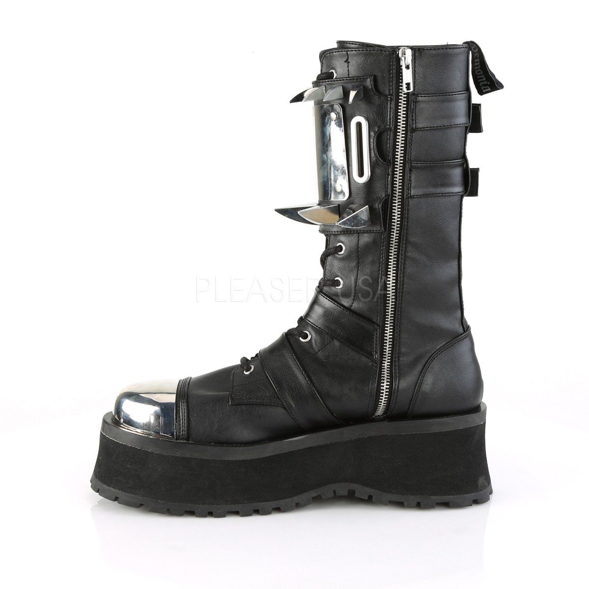 GRAVEDIGGER-250 Black Vegan Leather Mid-Calf Boot Demonia