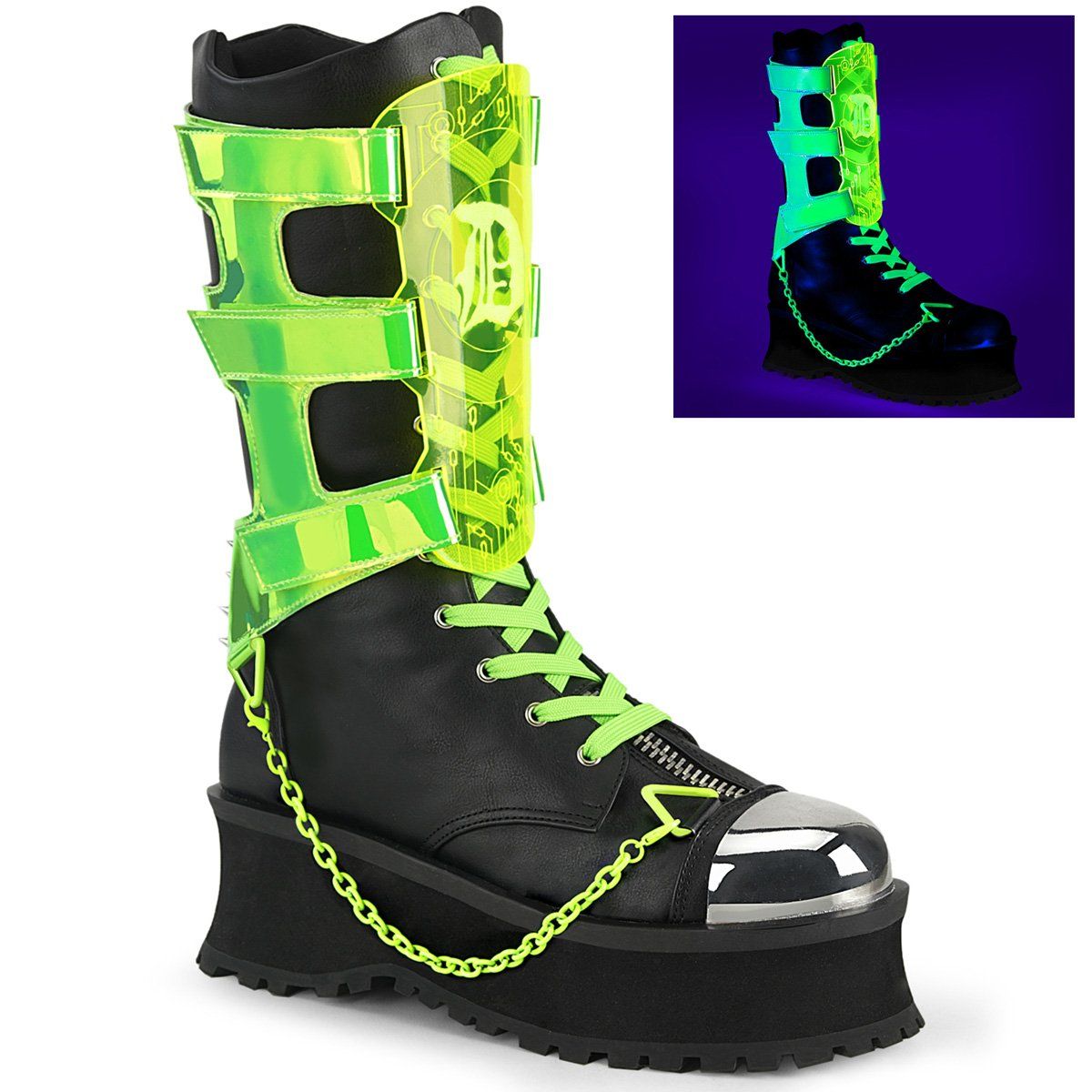 GRAVEDIGGER-255 Black Vegan Leather Mid-Calf Boot Demonia