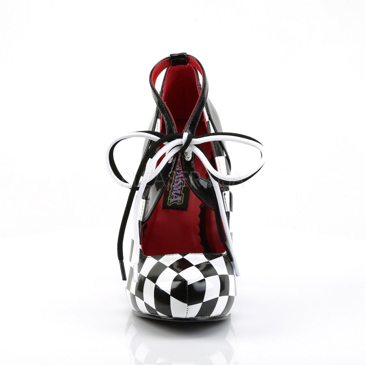 HARLEQUIN-03 Black-White Patent-Checkers Funtasma