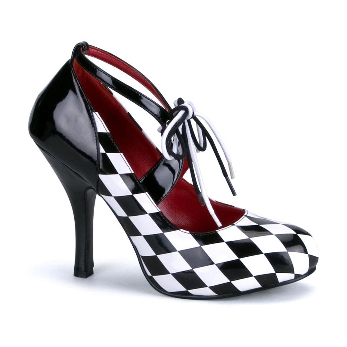 HARLEQUIN-03 Black-White Patent-Checkers Funtasma