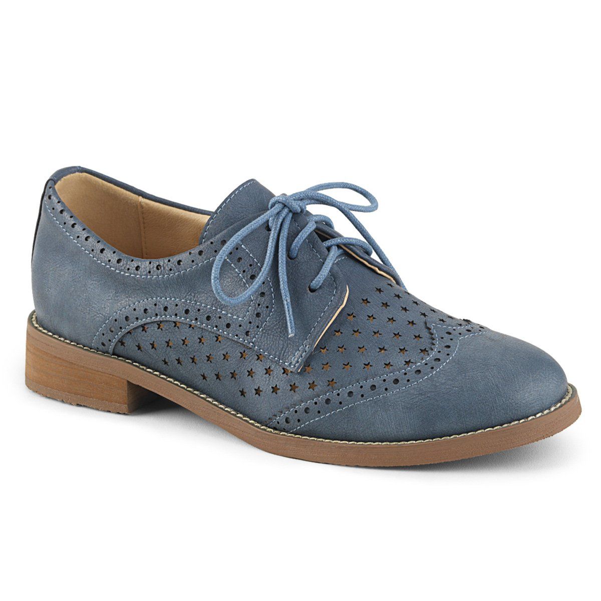 HEPBURN-26 Stone Blue Faux Leather Pin Up Couture