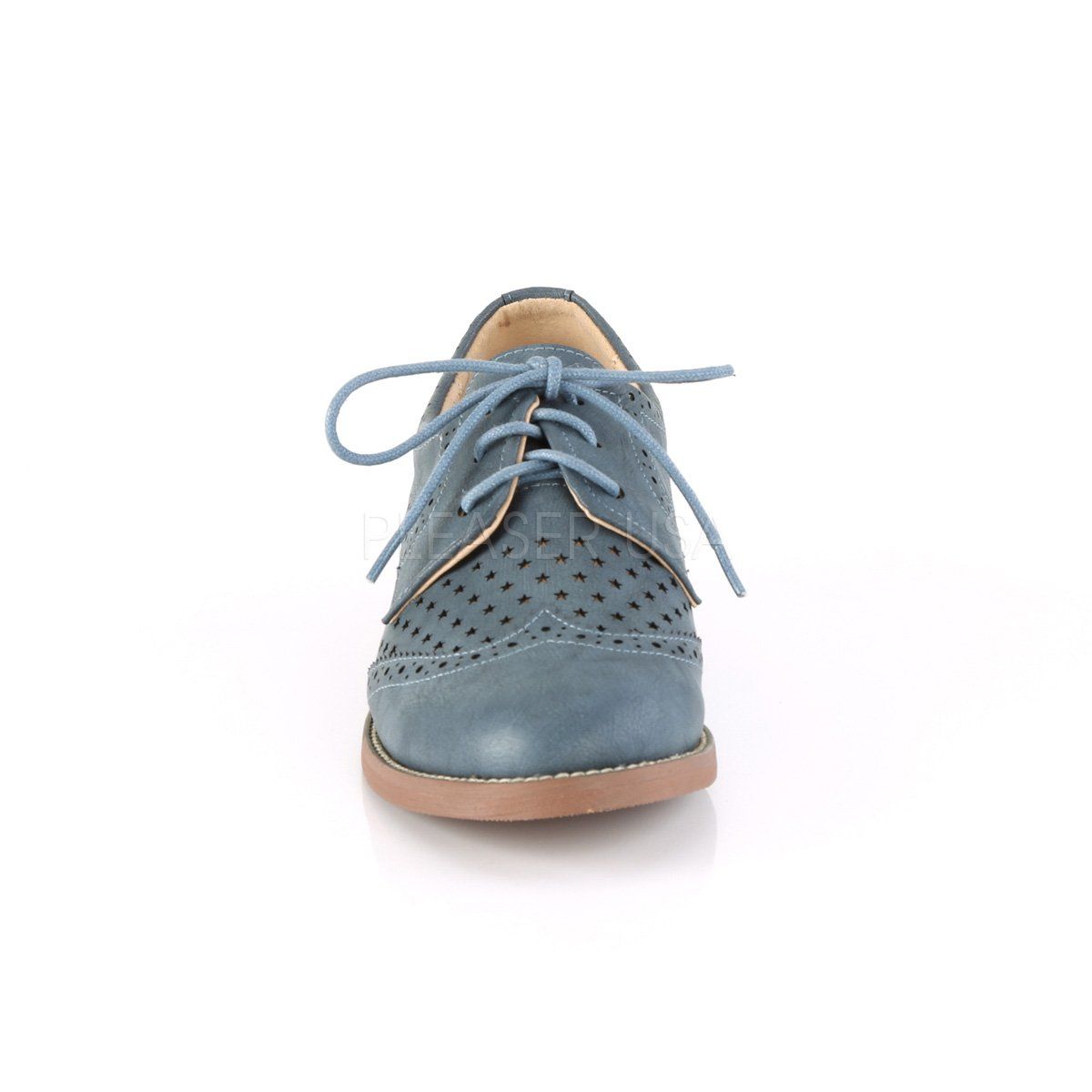 HEPBURN-26 Stone Blue Faux Leather Pin Up Couture