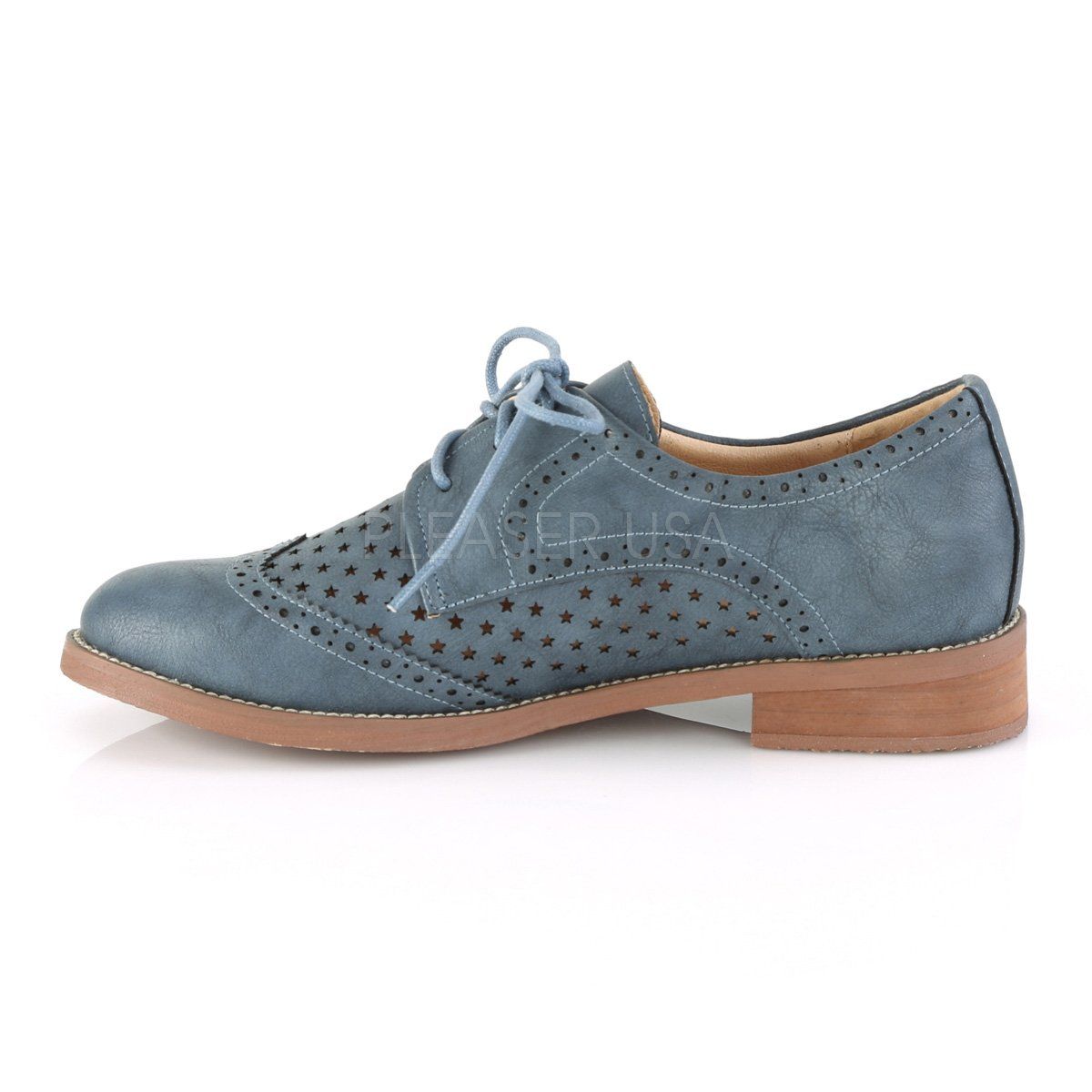 HEPBURN-26 Stone Blue Faux Leather Pin Up Couture