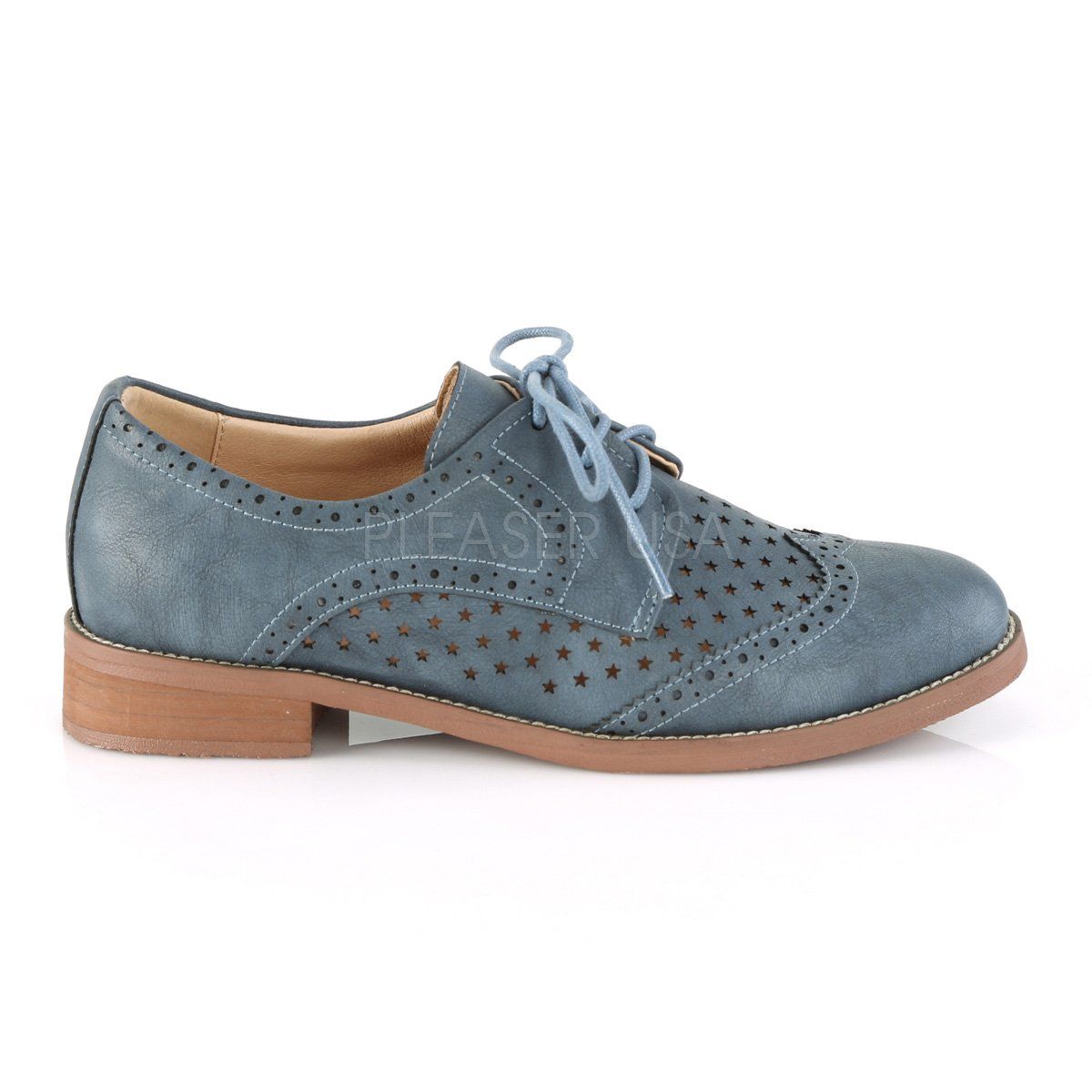 HEPBURN-26 Stone Blue Faux Leather Pin Up Couture