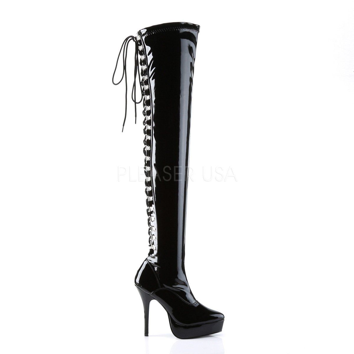 INDULGE-3063 Black Stretch Patent Devious