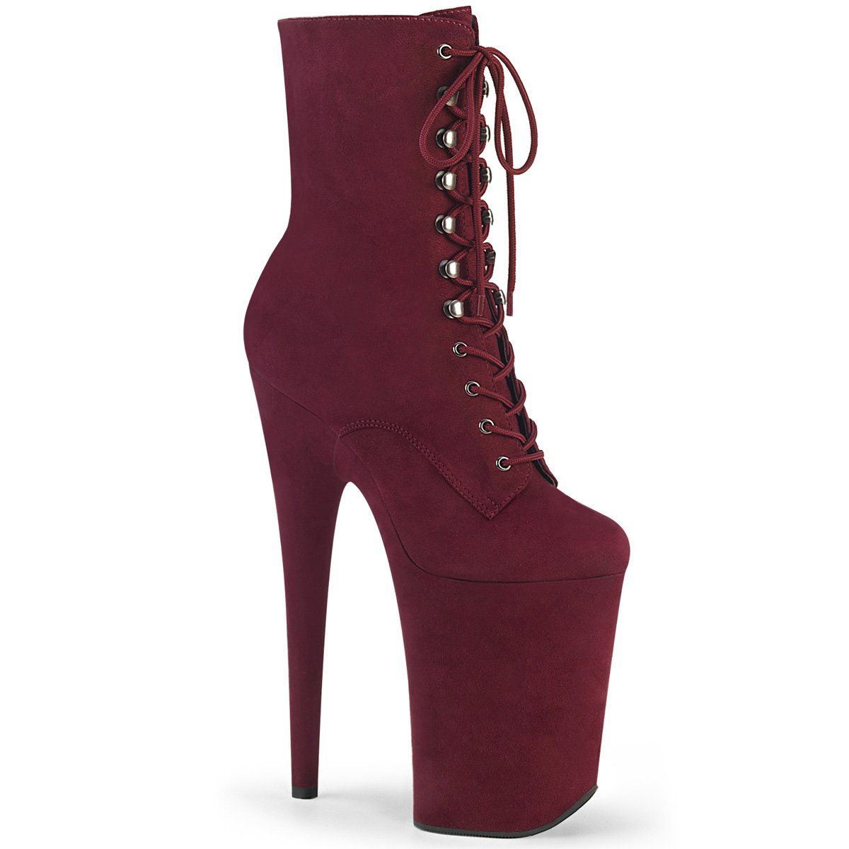 INFINITY-1020FS Burgundy Faux Suede/Burgundy Faux Suede Ankle Boot Pleaser