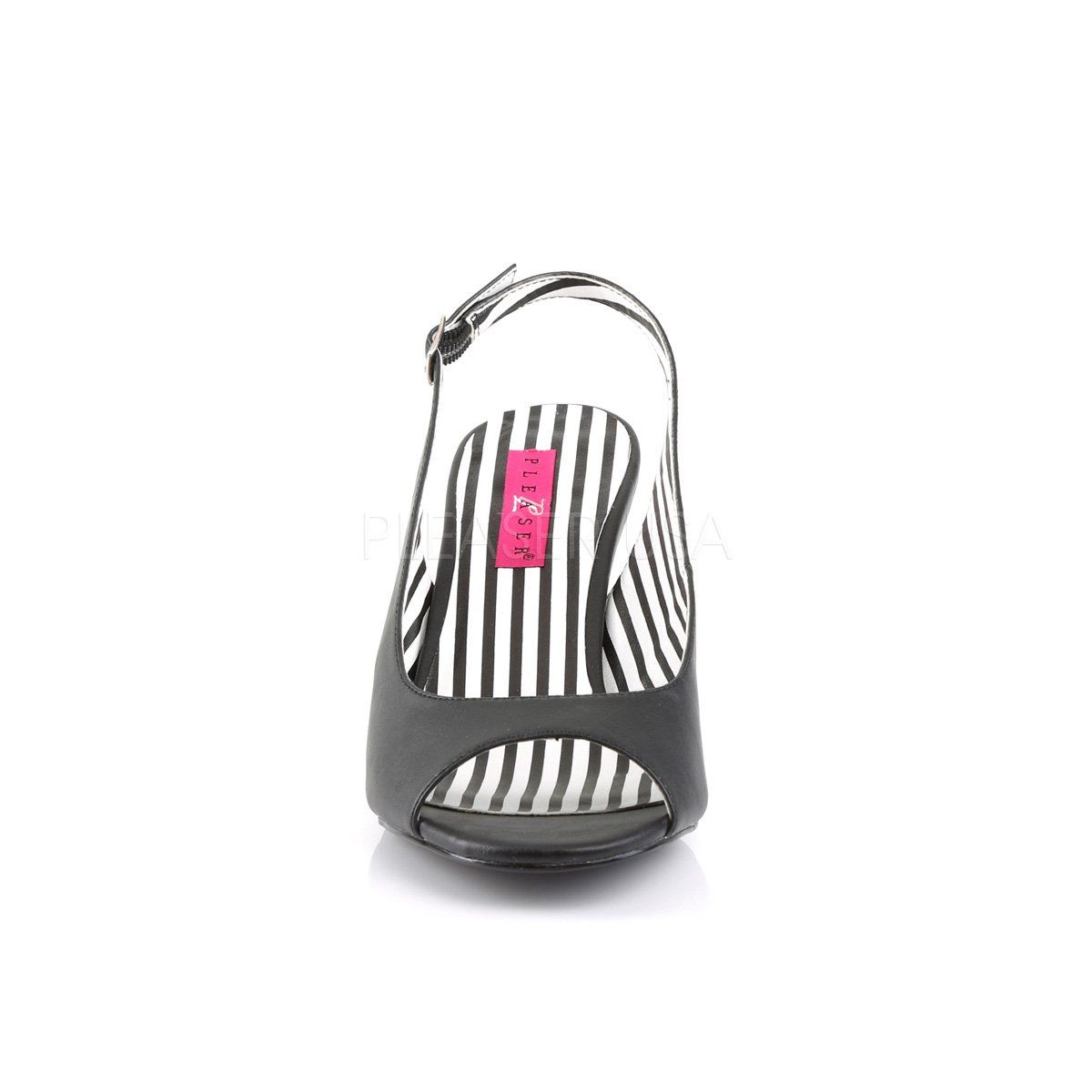JENNA-02 Black Faux Leather Pleaser Pink Label