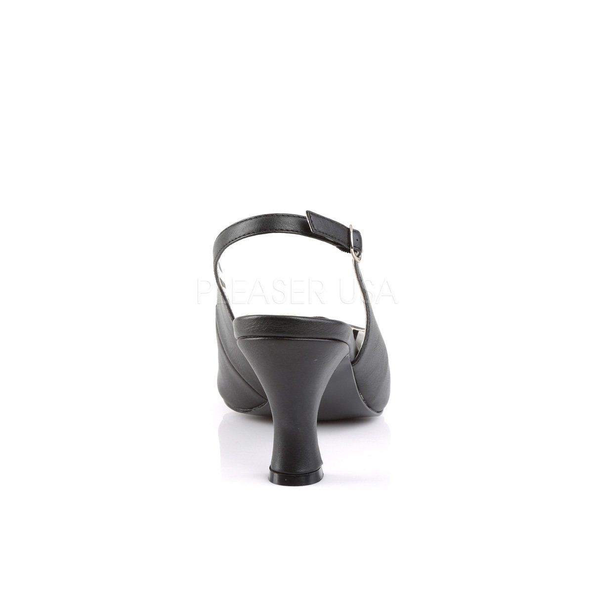 JENNA-02 Black Faux Leather Pleaser Pink Label