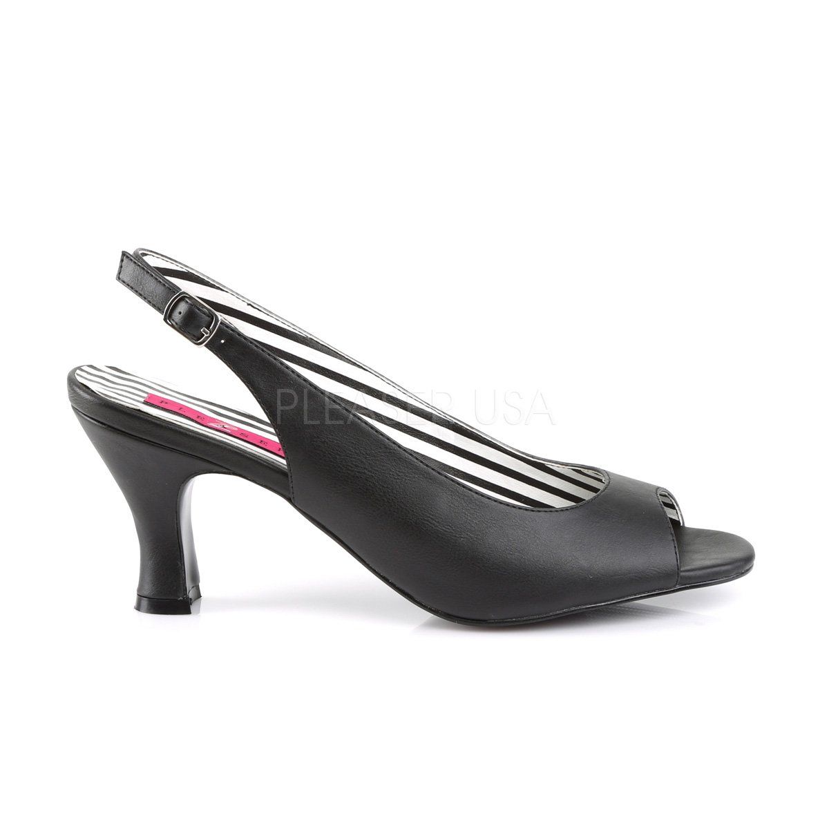 JENNA-02 Black Faux Leather Pleaser Pink Label