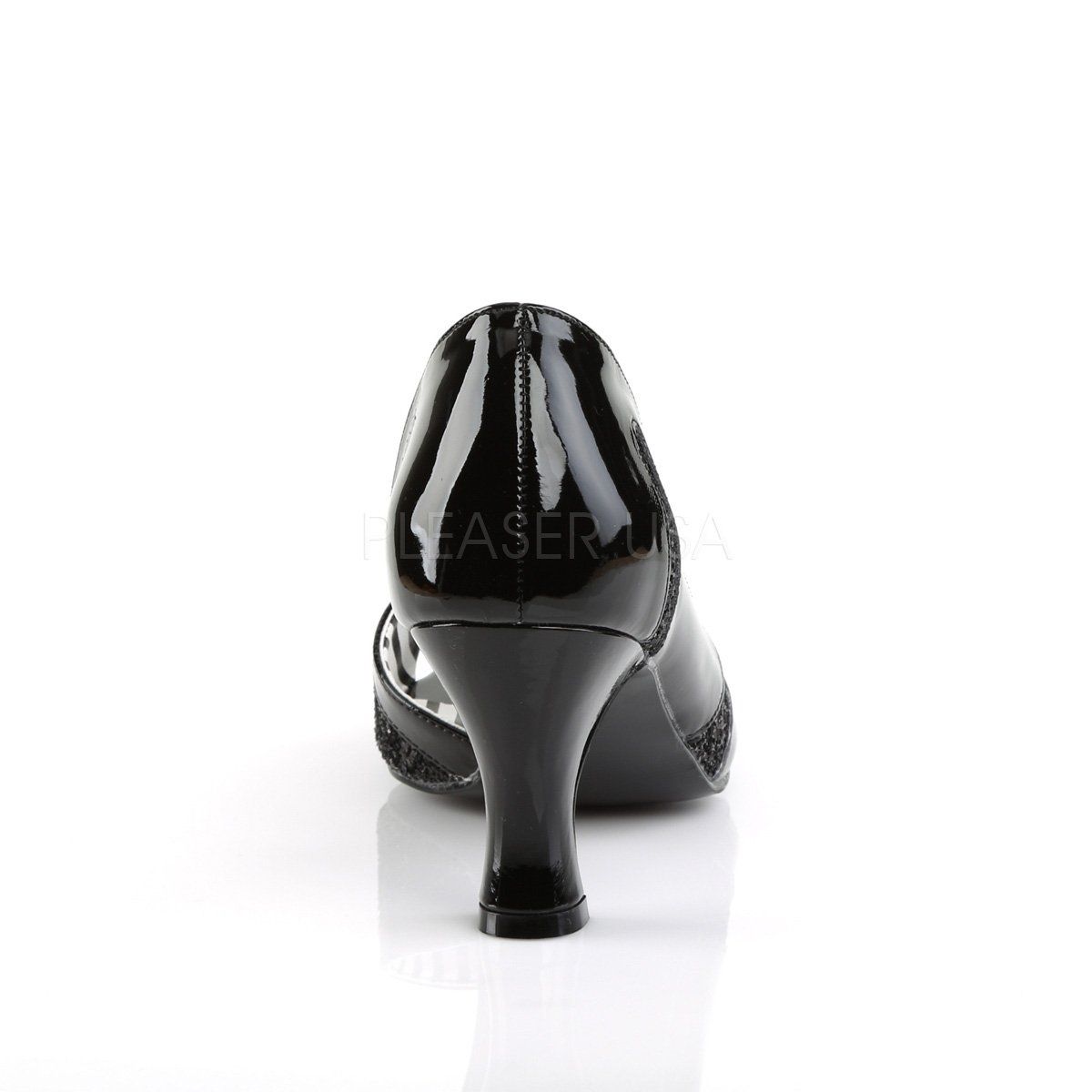 JENNA-03 Black Patent-Black Glitter Pleaser Pink Label