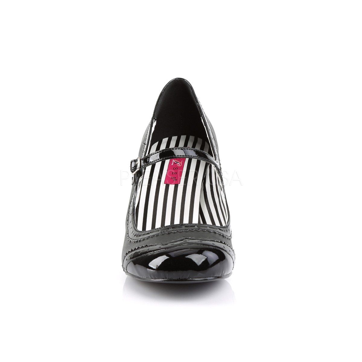 JENNA-06 Black Faux Leather-Patent Pleaser Pink Label