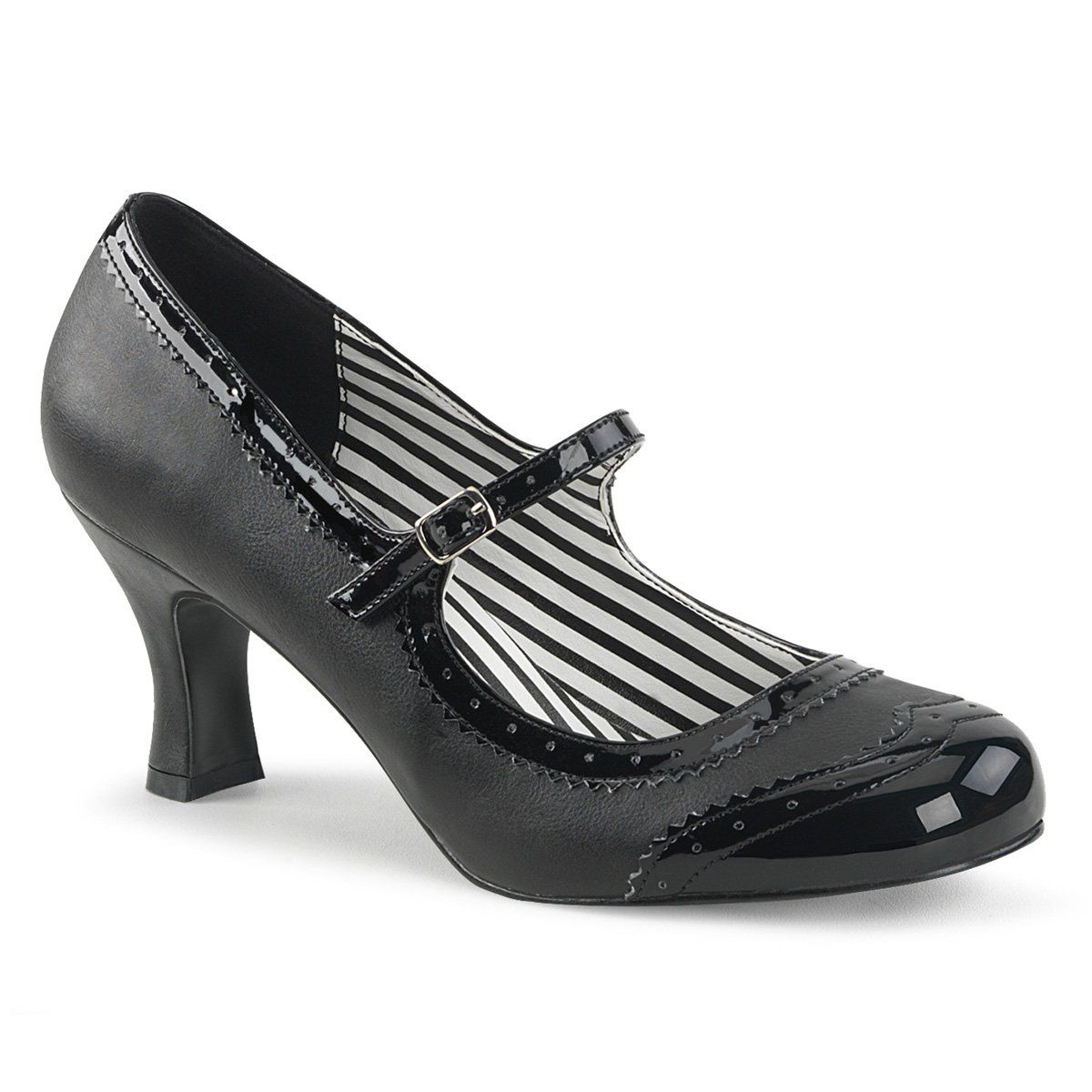 JENNA-06 Black Faux Leather-Patent Pleaser Pink Label