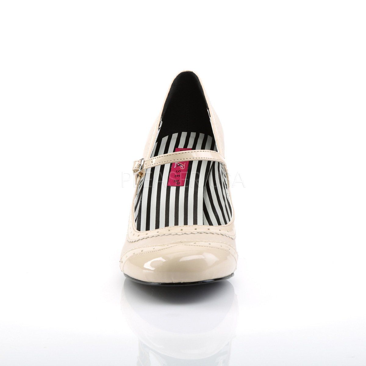 JENNA-06 Cream Faux Leather-Patent Pleaser Pink Label