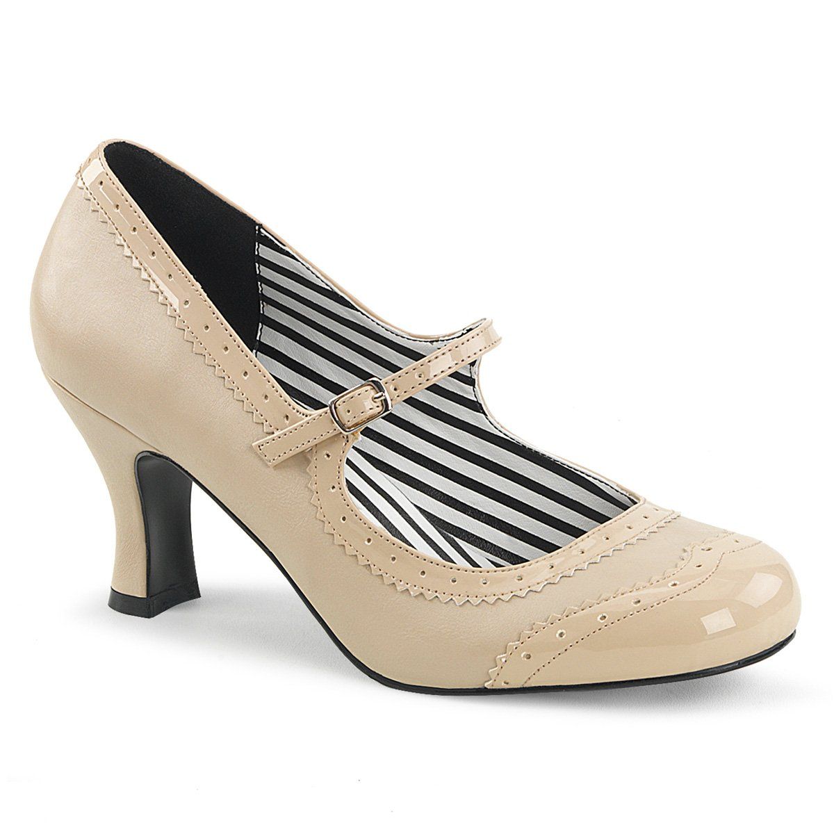JENNA-06 Cream Faux Leather-Patent Pleaser Pink Label