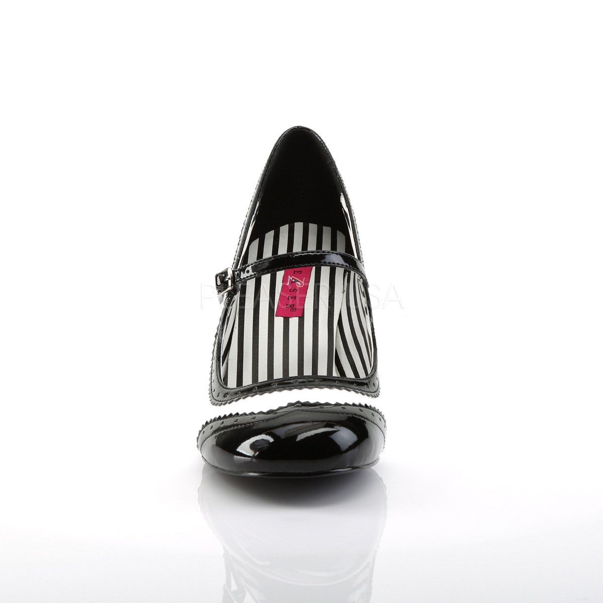 JENNA-06 White-Black Patent Pleaser Pink Label