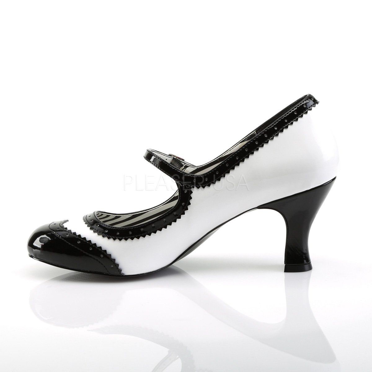 JENNA-06 White-Black Patent Pleaser Pink Label