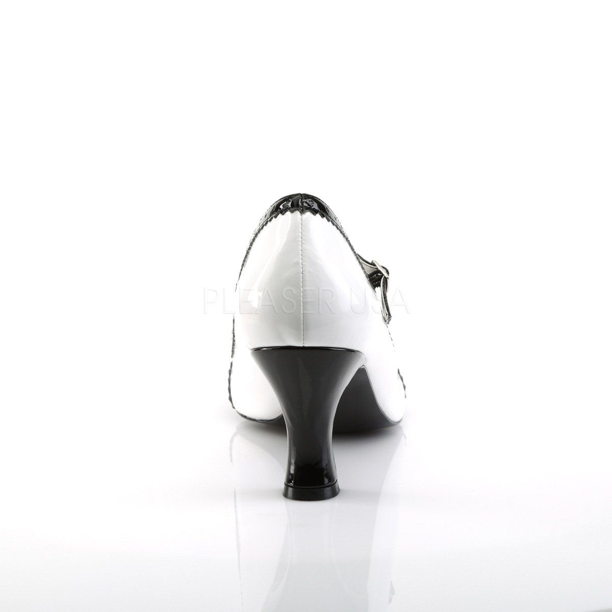 JENNA-06 White-Black Patent Pleaser Pink Label
