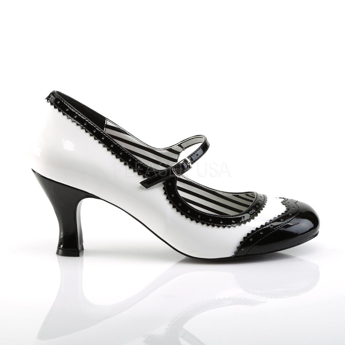 JENNA-06 White-Black Patent Pleaser Pink Label