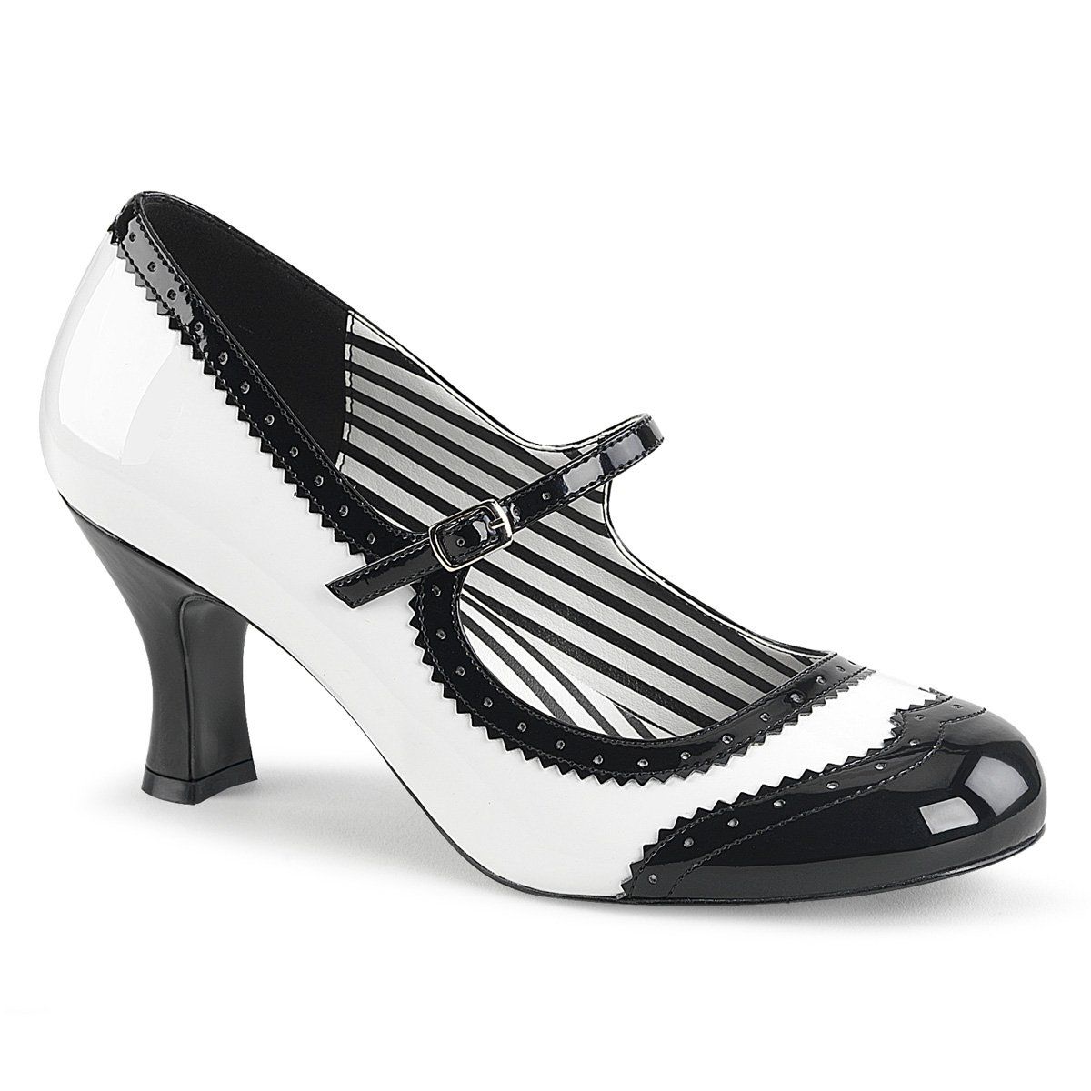 JENNA-06 White-Black Patent Pleaser Pink Label
