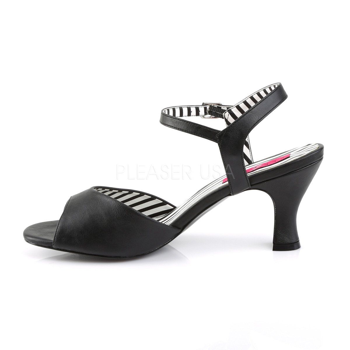JENNA-09 Black Faux Leather Pleaser Pink Label