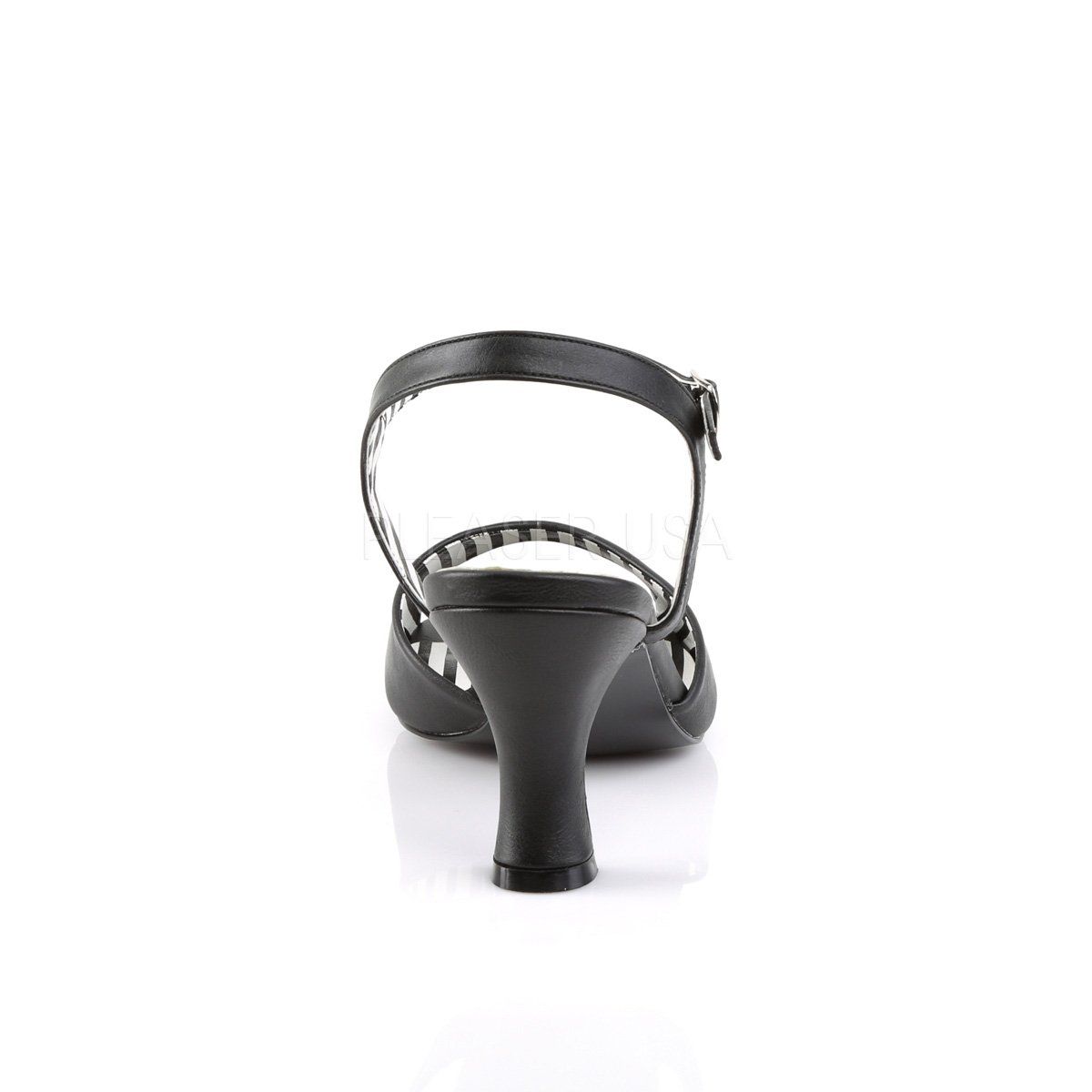 JENNA-09 Black Faux Leather Pleaser Pink Label