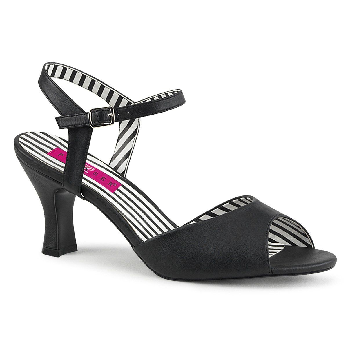 JENNA-09 Black Faux Leather Pleaser Pink Label
