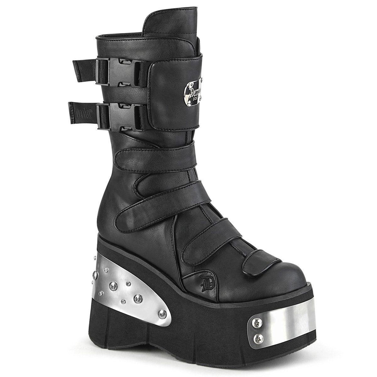 KERA-108 Black Vegan Leather Mid-Calf Boot Demonia