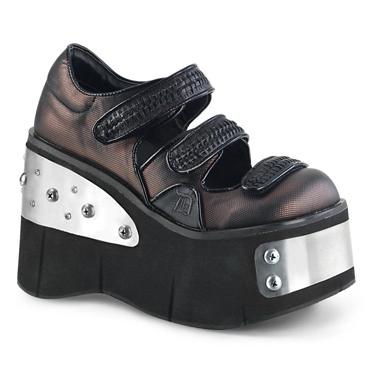 KERA-13 Black -Pewter Vegan Leather Mary Janes Demonia