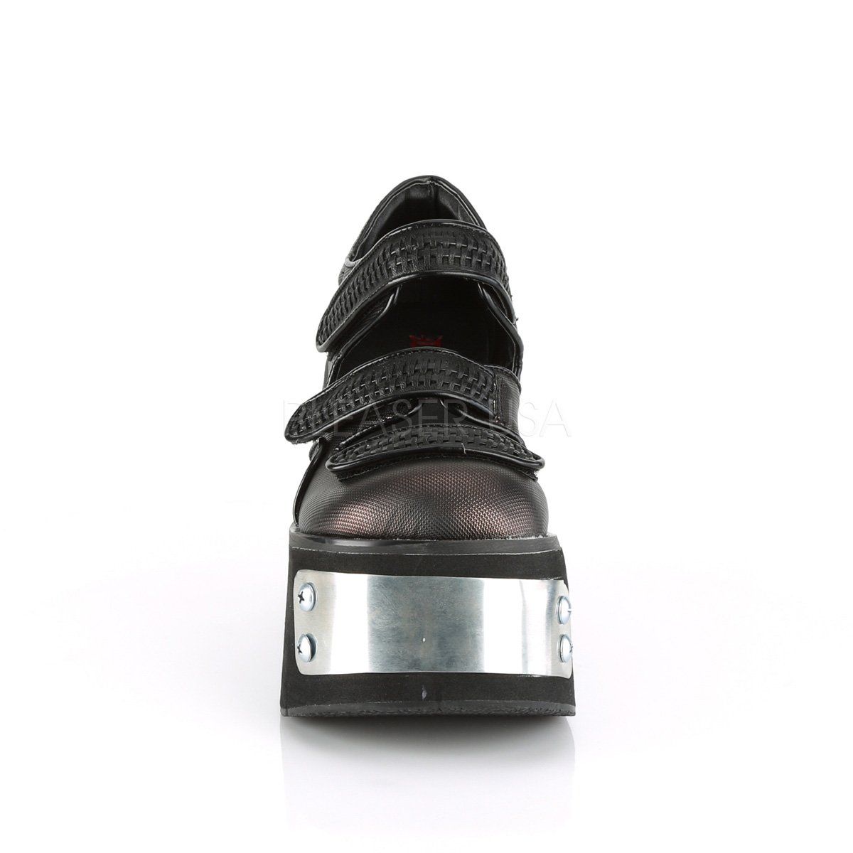 KERA-13 Black -Pewter Vegan Leather Mary Janes Demonia