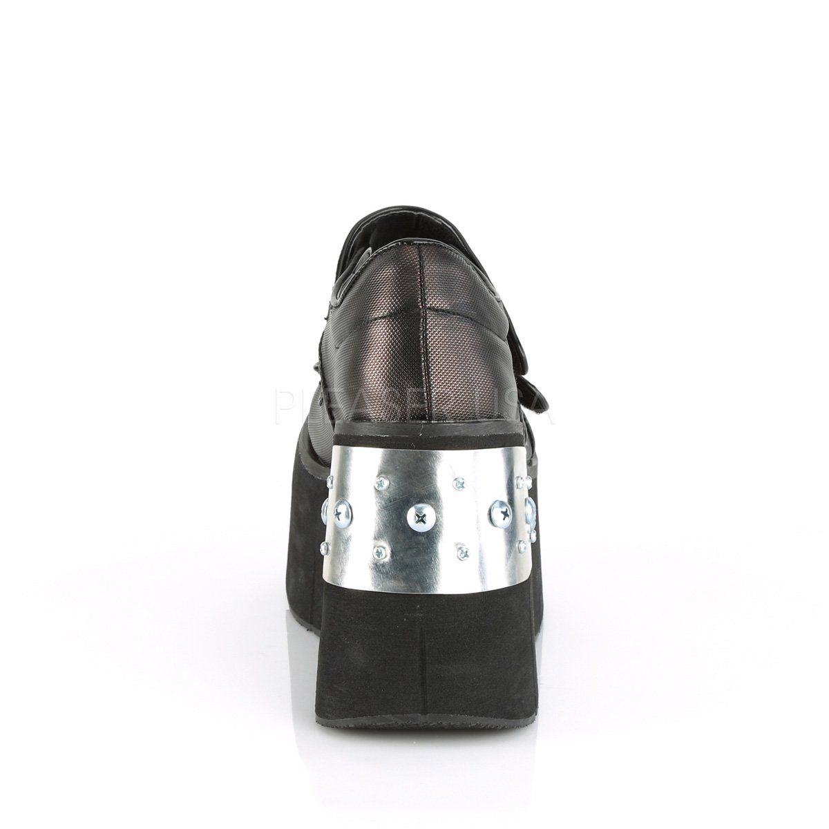 KERA-13 Black -Pewter Vegan Leather Mary Janes Demonia