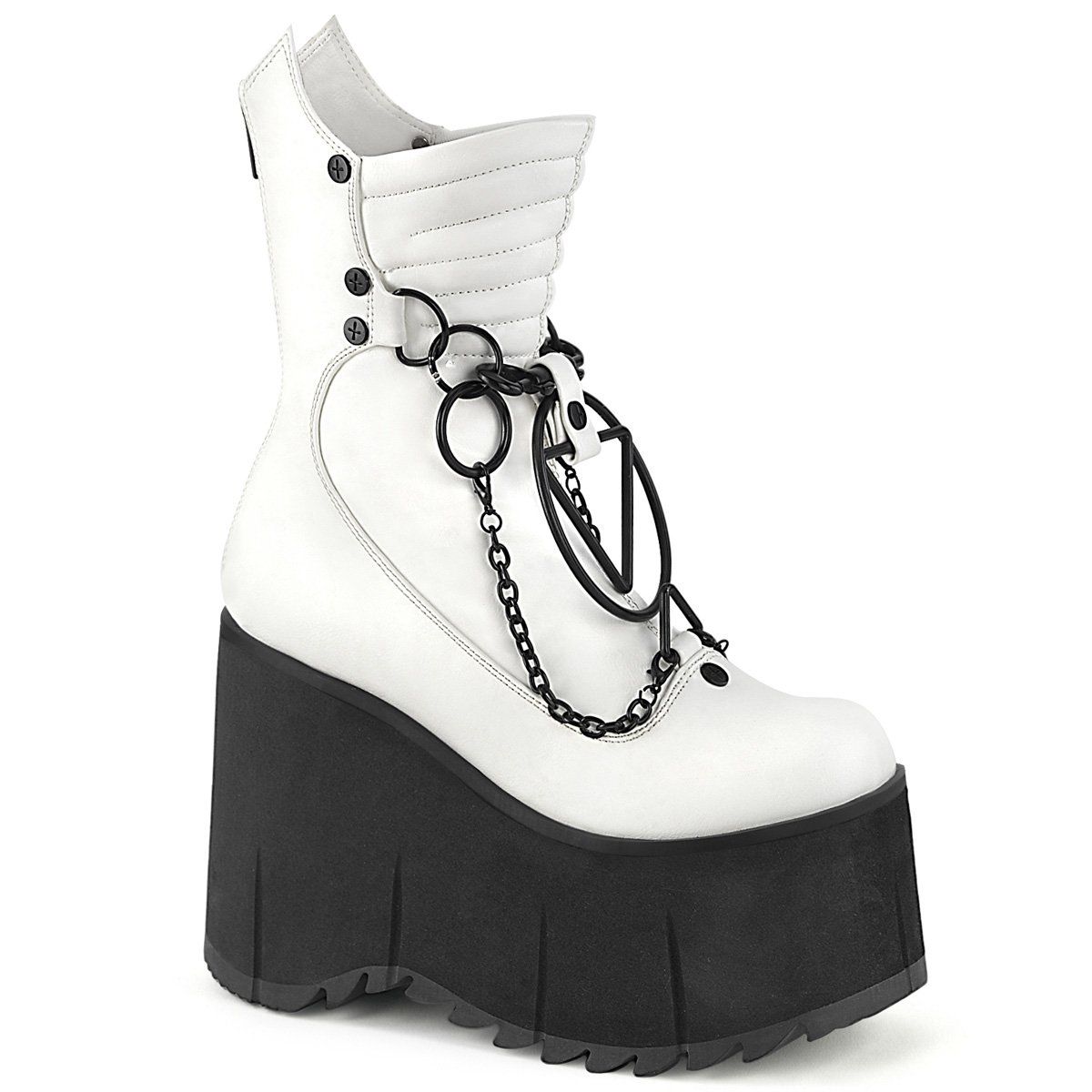 KERA-130 White Vegan Leather Calf Boot Demonia