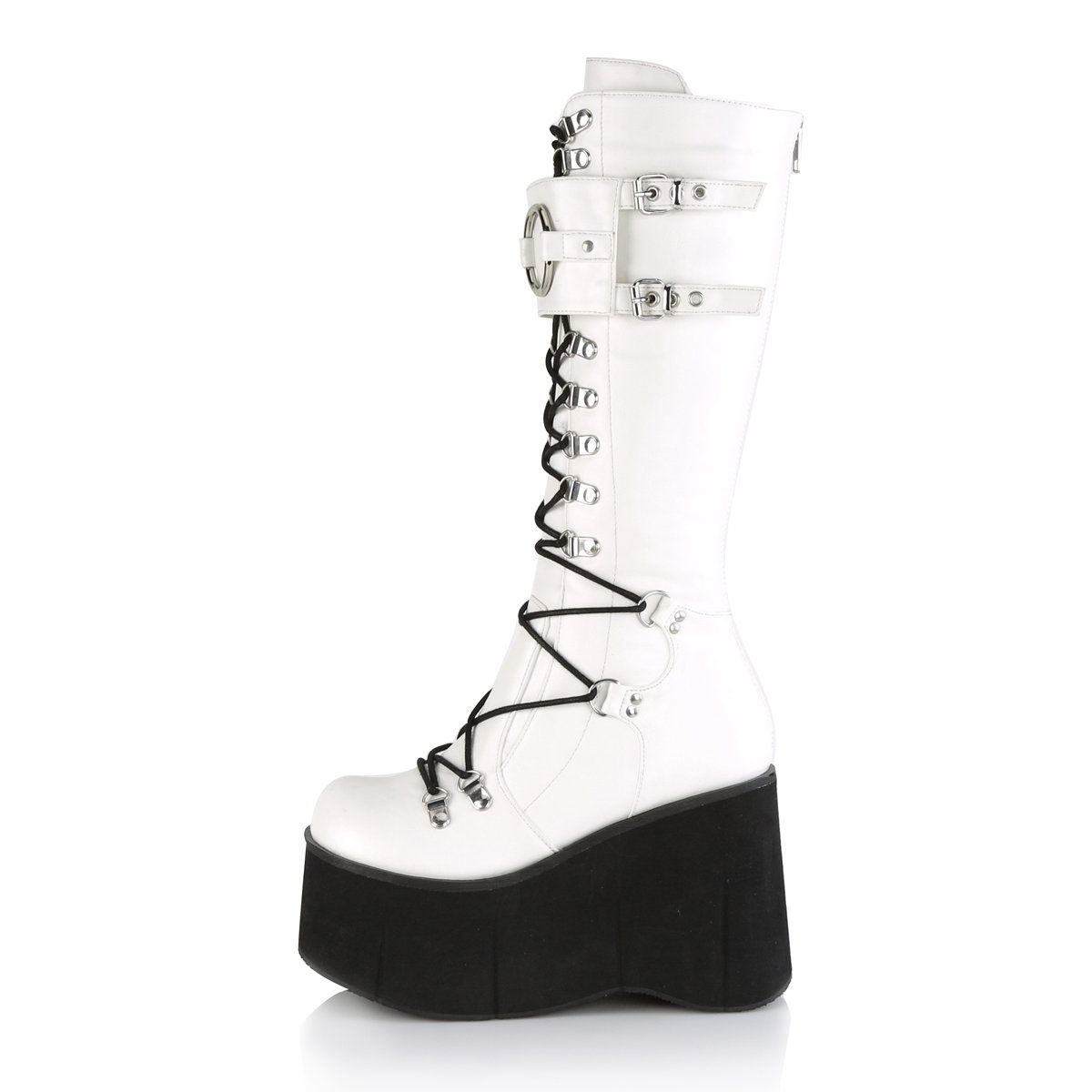 KERA-200 White Vegan Leather Knee Boot Demonia