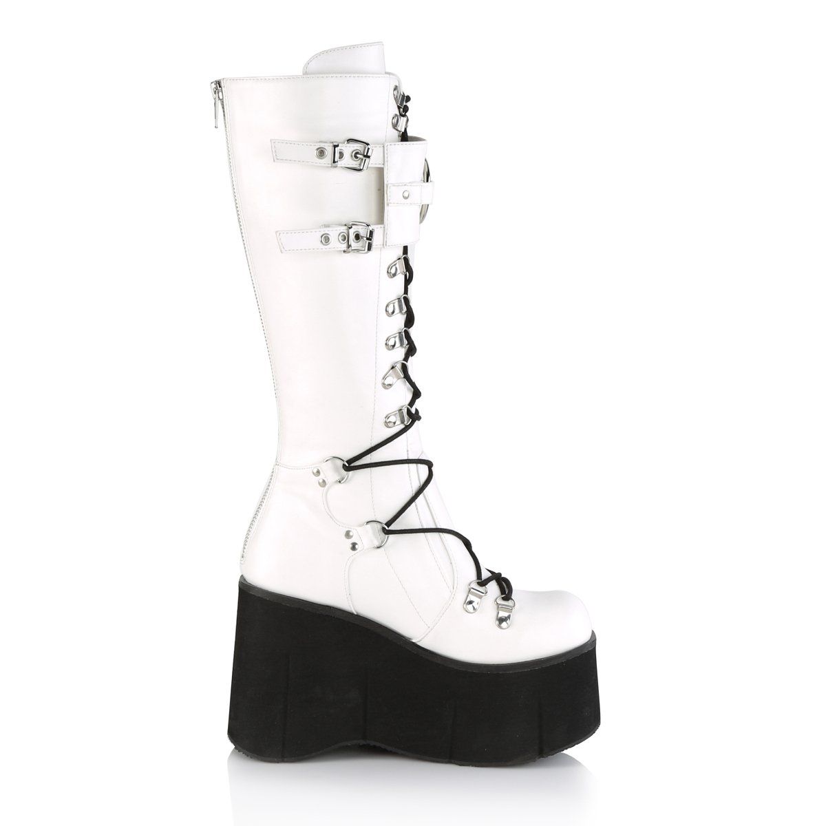 KERA-200 White Vegan Leather Knee Boot Demonia