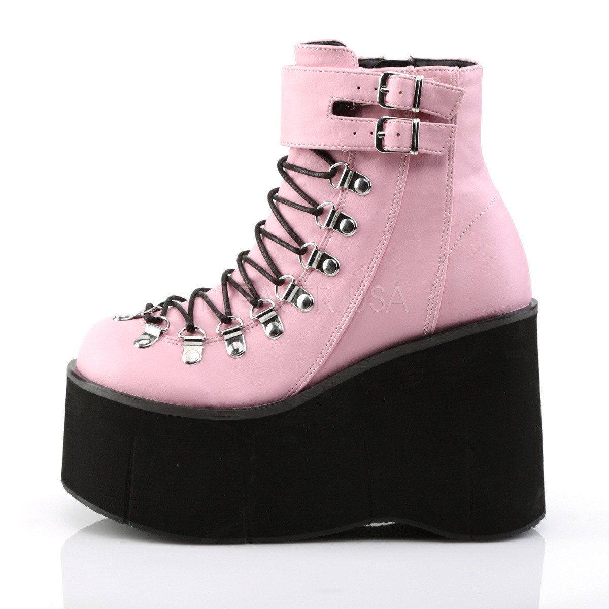 KERA-21 Baby Pink Vegan Leather Ankle Boot Demonia