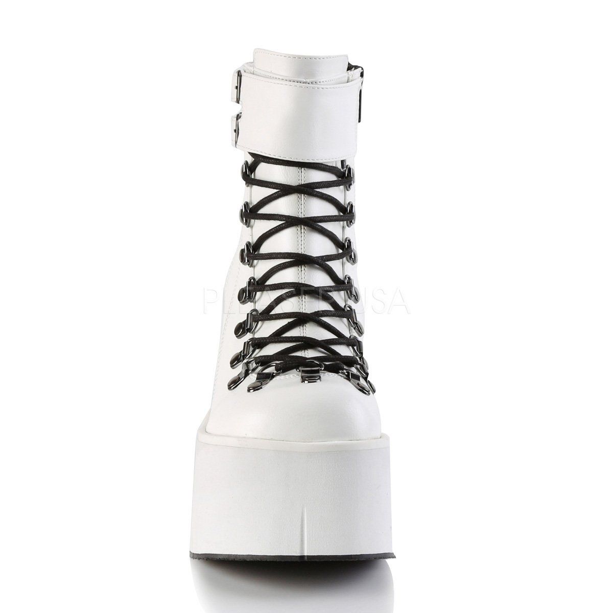 KERA-21 White Vegan Leather Ankle Boot Demonia