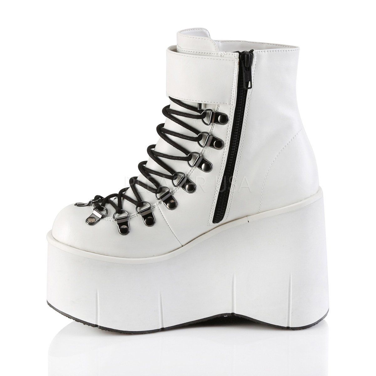 KERA-21 White Vegan Leather Ankle Boot Demonia