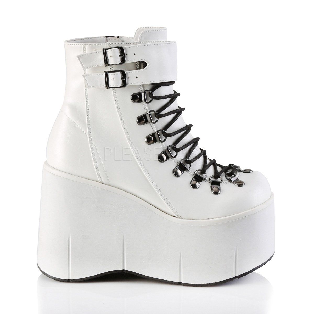 KERA-21 White Vegan Leather Ankle Boot Demonia
