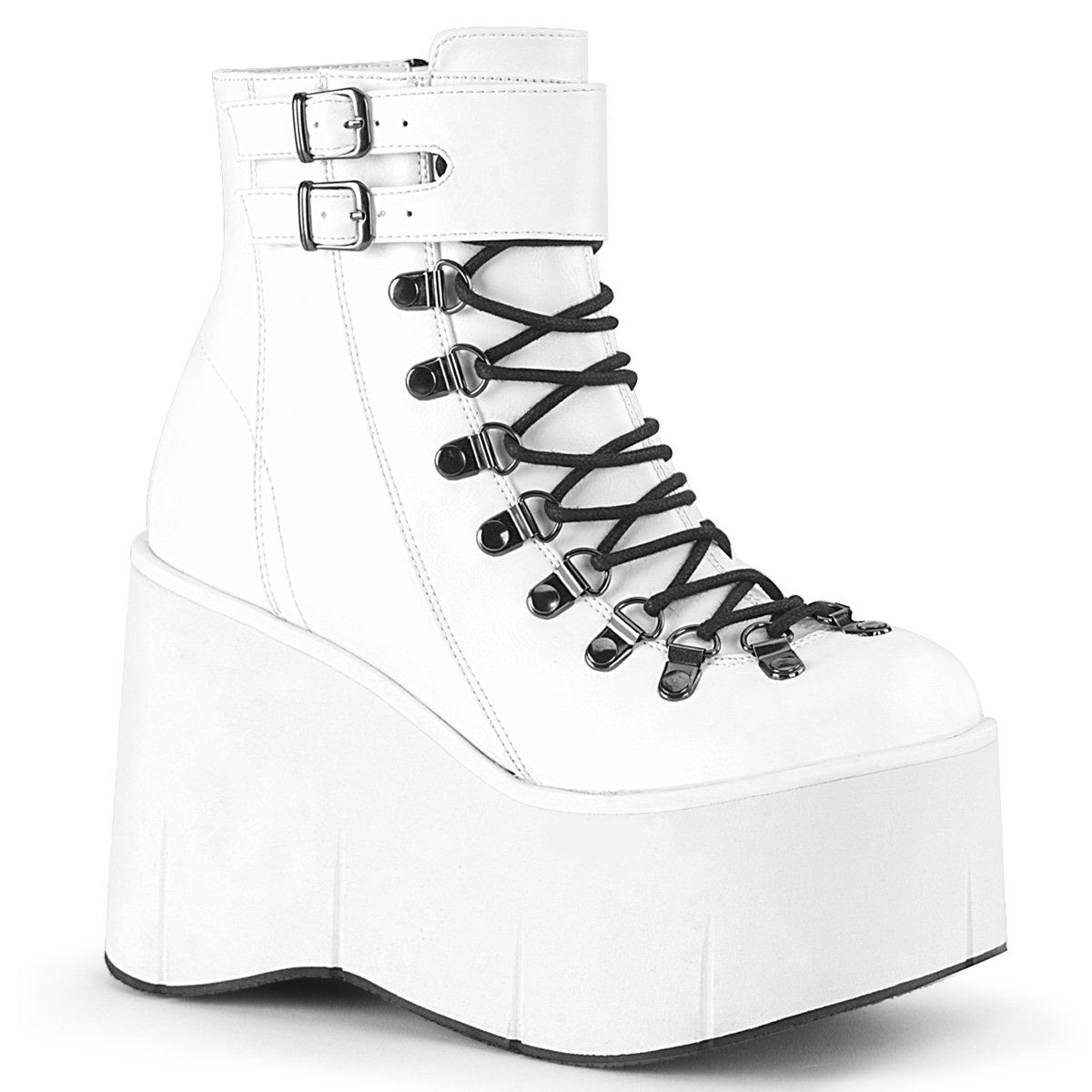 KERA-21 White Vegan Leather Ankle Boot Demonia