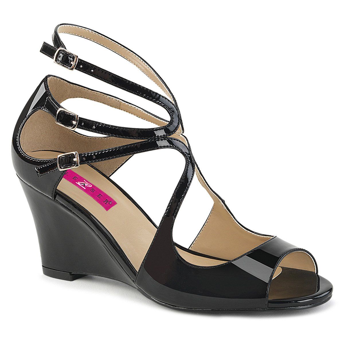 KIMBERLY-04 Black Patent Pleaser Pink Label
